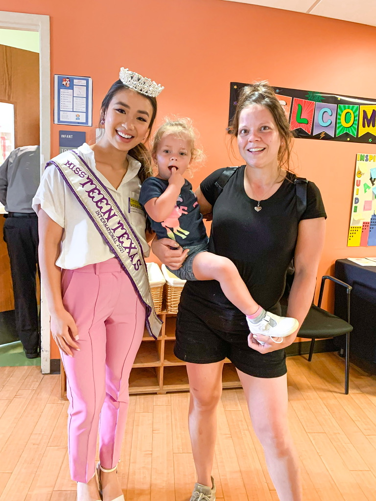 Katie speaking at an advocacy event as a titleholder